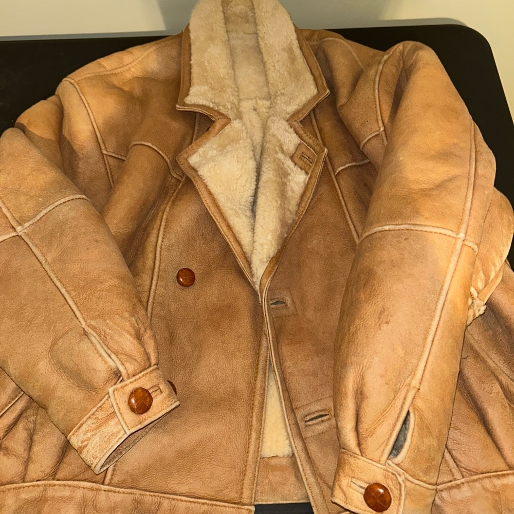 Vintage Real Leather Sherpa Jacket